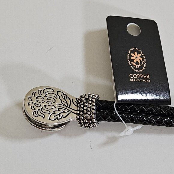 Copper Reflections Timber Wolf Bracelet Copper Metal Leather Native Art Unique - Picture 6 of 13